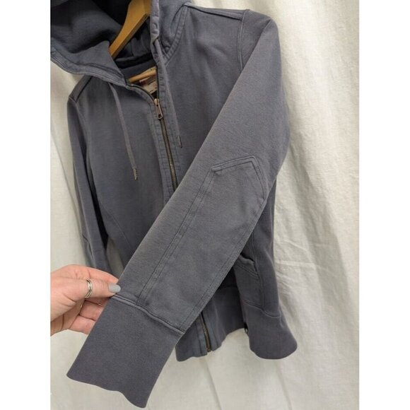 American Giant Sweater Womens Medium Blue grey Classic Zip Hooded Drawstring H4 - Picture 5 of 10